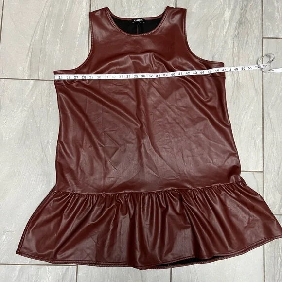 Express Chocolate Faux Leather Brown Mini Dress - Picture 6 of 8
